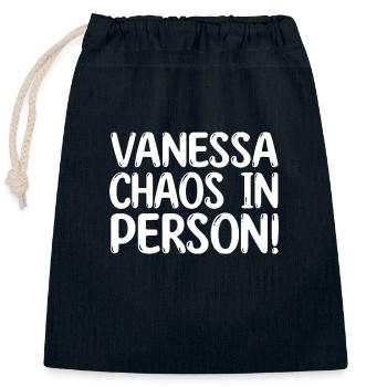 First name Vanessa - Closable cotton gift bag (25x30cm) - navy - Front