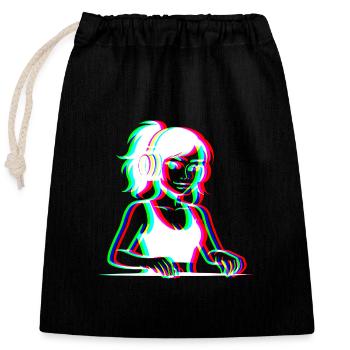 EDM - DJane - Glitch Rave Style - Closable cotton gift bag (25x30cm) - black - Front