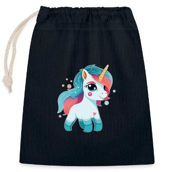 Cute Little Unicorn - Verschließbarer Geschenkbeutel aus Baumwolle (25x30cm) - Navy - Vorne