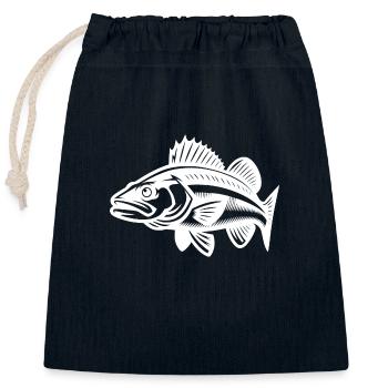 Swimming Zander Fish - Closable cotton gift bag (25x30cm) - navy - Front