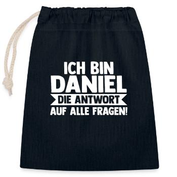 Prénom Daniel - Sac cadeau en coton avec cordon (25 x 30 cm) - bleu marine - Devant