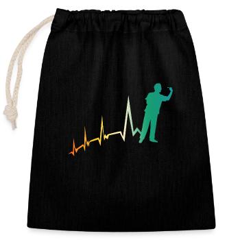 Joueur de fléchettes Heartbeat Darts - Sac cadeau en coton avec cordon (25 x 30 cm) - noir - Devant