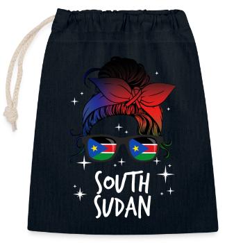 South Sudan - Closable cotton gift bag (25x30cm) - navy - Front