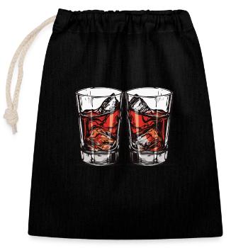 Verre à tequila - Sac cadeau en coton avec cordon (25 x 30 cm) - noir - Devant