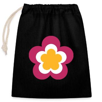 des années 70 fleur motif Violet, fascife, - Sac cadeau en coton avec cordon (25 x 30 cm) - noir - Devant