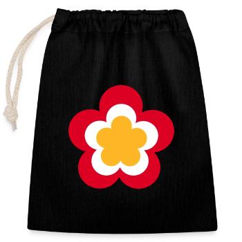 des années 70 motif fleur rouge - Sac cadeau en coton avec cordon (25 x 30 cm) - noir - Devant