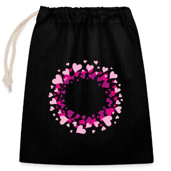 Abstrakter Kreis rosa Herzen - Verschließbarer Geschenkbeutel aus Baumwolle (25x30cm) - Schwarz - Vorne