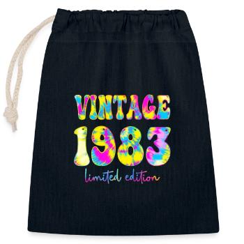 Vintage 1983 Limited Edition Tie Dye, Birthday gif - Closable cotton gift bag (25x30cm) - navy - Front