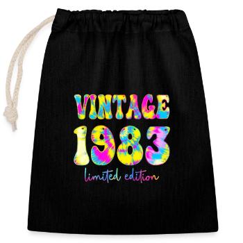 Vintage 1983 Limited Edition Tie Dye, Birthday gif - Closable cotton gift bag (25x30cm) - black - Front