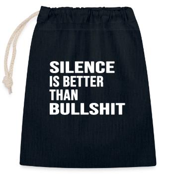 silence absolute stille statement anti bullshit - Verschließbarer Geschenkbeutel aus Baumwolle (25x30cm) - Navy - Vorne