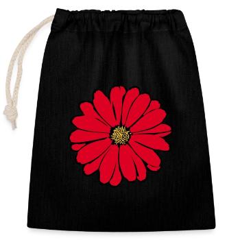 Blume rot rote Blume - Verschließbarer Geschenkbeutel aus Baumwolle (25x30cm) - Schwarz - Vorne