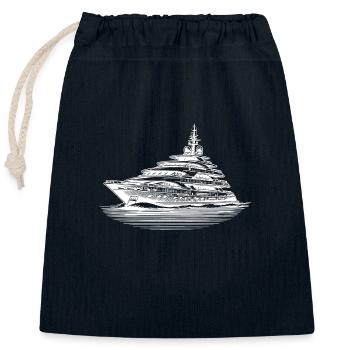 Luxus Motoryacht auf hoher See - Verschließbarer Geschenkbeutel aus Baumwolle (25x30cm) - Navy - Vorne
