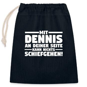 First name Dennis - Closable cotton gift bag (25x30cm) - navy - Front