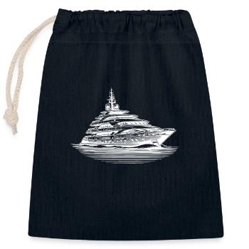 Große Luxus Motoryacht auf hoher See - Verschließbarer Geschenkbeutel aus Baumwolle (25x30cm) - Navy - Vorne
