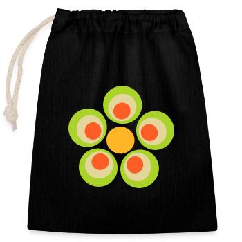 Jour de la Saint-Patrick vert à motif floral des années 70 - Sac cadeau en coton avec cordon (25 x 30 cm) - noir - Devant