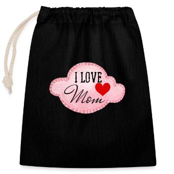 I love mom - Verschließbarer Geschenkbeutel aus Baumwolle (25x30cm) - Schwarz - Vorne