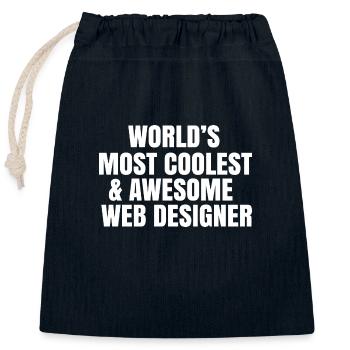 World's most coolest and awesome web designer - Closable cotton gift bag (25x30cm) - navy - Front