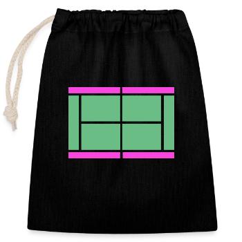 Tennis Balle de match Court de tennis Netball Court de tennis - Sac cadeau en coton avec cordon (25 x 30 cm) - noir - Devant