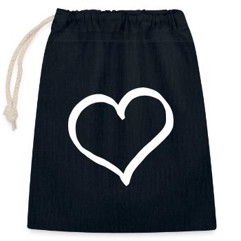 Cœur blanc Saint-Valentin - Sac cadeau en coton avec cordon (25 x 30 cm) - bleu marine - Devant