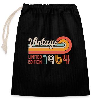 1964 anniversaire Né en 1964 - Sac cadeau en coton avec cordon (25 x 30 cm) - noir - Devant