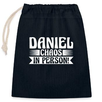 Prénom Daniel - Sac cadeau en coton avec cordon (25 x 30 cm) - bleu marine - Devant