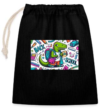 Back to school - Closable cotton gift bag (25x30cm) - black - Front