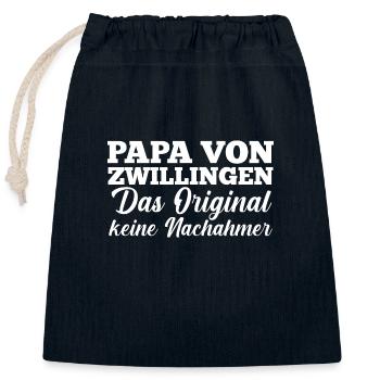 Dad of twins - Closable cotton gift bag (25x30cm) - navy - Front