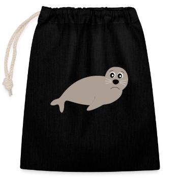 Sceaux, phoques, phoques, phoques animaux - Sac cadeau en coton avec cordon (25 x 30 cm) - noir - Devant