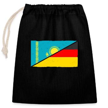Kasachen Deutschland Kasachstan - Verschließbarer Geschenkbeutel aus Baumwolle (25x30cm) - Schwarz - Vorne