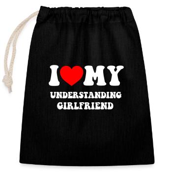 I love my understanding girlfriend - Closable cotton gift bag (25x30cm) - black - Front
