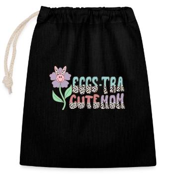 Eggs-Tra Cute Mom - Closable cotton gift bag (25x30cm) - black - Front