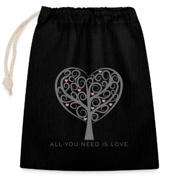 All you need is love Heart Tree - Closable cotton gift bag (25x30cm) - black - Front