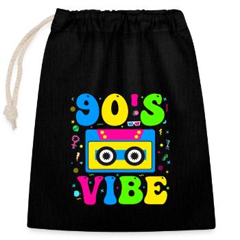 Stimmung der 90er Jahre Mode Mode der 90er Jahre Themen-Outfit der 90er Jahre Neunziger Jahre - Verschließbarer Geschenkbeutel aus Baumwolle (25x30cm) - Schwarz - Vorne