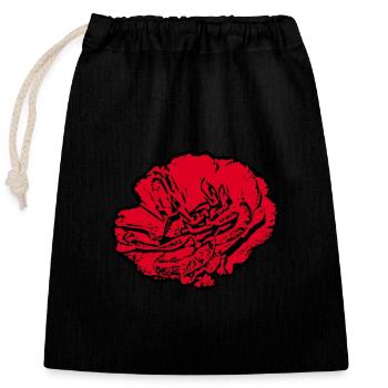 Blume rot rote Blüte Geschenk Muttertag - Verschließbarer Geschenkbeutel aus Baumwolle (25x30cm) - Schwarz - Vorne