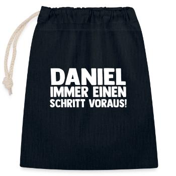 Prénom Daniel - Sac cadeau en coton avec cordon (25 x 30 cm) - bleu marine - Devant
