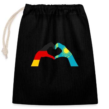 Kasachen Deutschland Kasachstan - Verschließbarer Geschenkbeutel aus Baumwolle (25x30cm) - Schwarz - Vorne