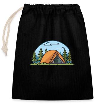Tente de camping Nature - Sac cadeau en coton avec cordon (25 x 30 cm) - noir - Devant