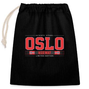 OSLO - Verschließbarer Geschenkbeutel aus Baumwolle (25x30cm) - Schwarz - Vorne