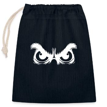 Owl eyes with stubborn gaze - Closable cotton gift bag (25x30cm) - navy - Front