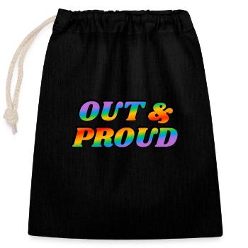 Ouvertement et fier LGBT PRiDE - Sac cadeau en coton avec cordon (25 x 30 cm) - noir - Devant