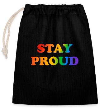 BLEIB STOLZ Regenbogen LGBT Pride - Verschließbarer Geschenkbeutel aus Baumwolle (25x30cm) - Schwarz - Vorne