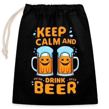 Funny beer mugs - Closable cotton gift bag (25x30cm) - black - Front