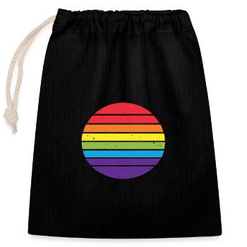 Retro Rainbow Background - Closable cotton gift bag (25x30cm) - black - Front