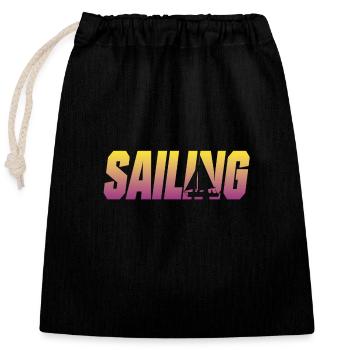 Sailing Segeln Segelboot Skipper - Verschließbarer Geschenkbeutel aus Baumwolle (25x30cm) - Schwarz - Vorne