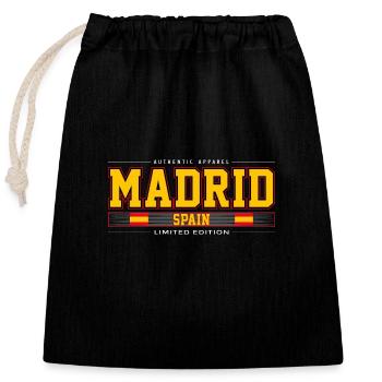 Madrid - Sac cadeau en coton avec cordon (25 x 30 cm) - noir - Devant