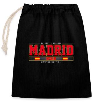 Madrid - Sac cadeau en coton avec cordon (25 x 30 cm) - noir - Devant