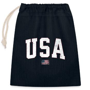 Drapeau des États-Unis Vintage - Sac cadeau en coton avec cordon (25 x 30 cm) - bleu marine - Devant