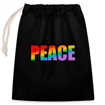 Arc-en-ciel de la paix - Sac cadeau en coton avec cordon (25 x 30 cm) - noir - Devant