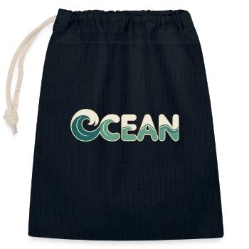 Ozean - Cooles Surfer-Logo - Verschließbarer Geschenkbeutel aus Baumwolle (25x30cm) - Navy - Vorne