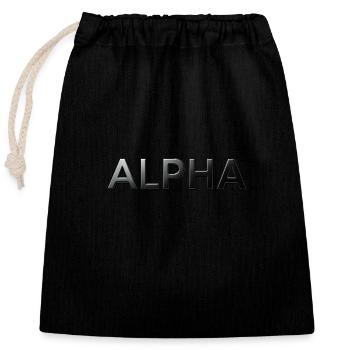 Alpha, matte, black, typo, font - Closable cotton gift bag (25x30cm) - black - Front